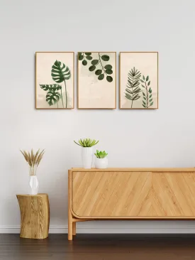 999STORE palm green leaf wall art painting for hall wall living room bedroom leaf painting with frame set of 3 Bo3Frames086