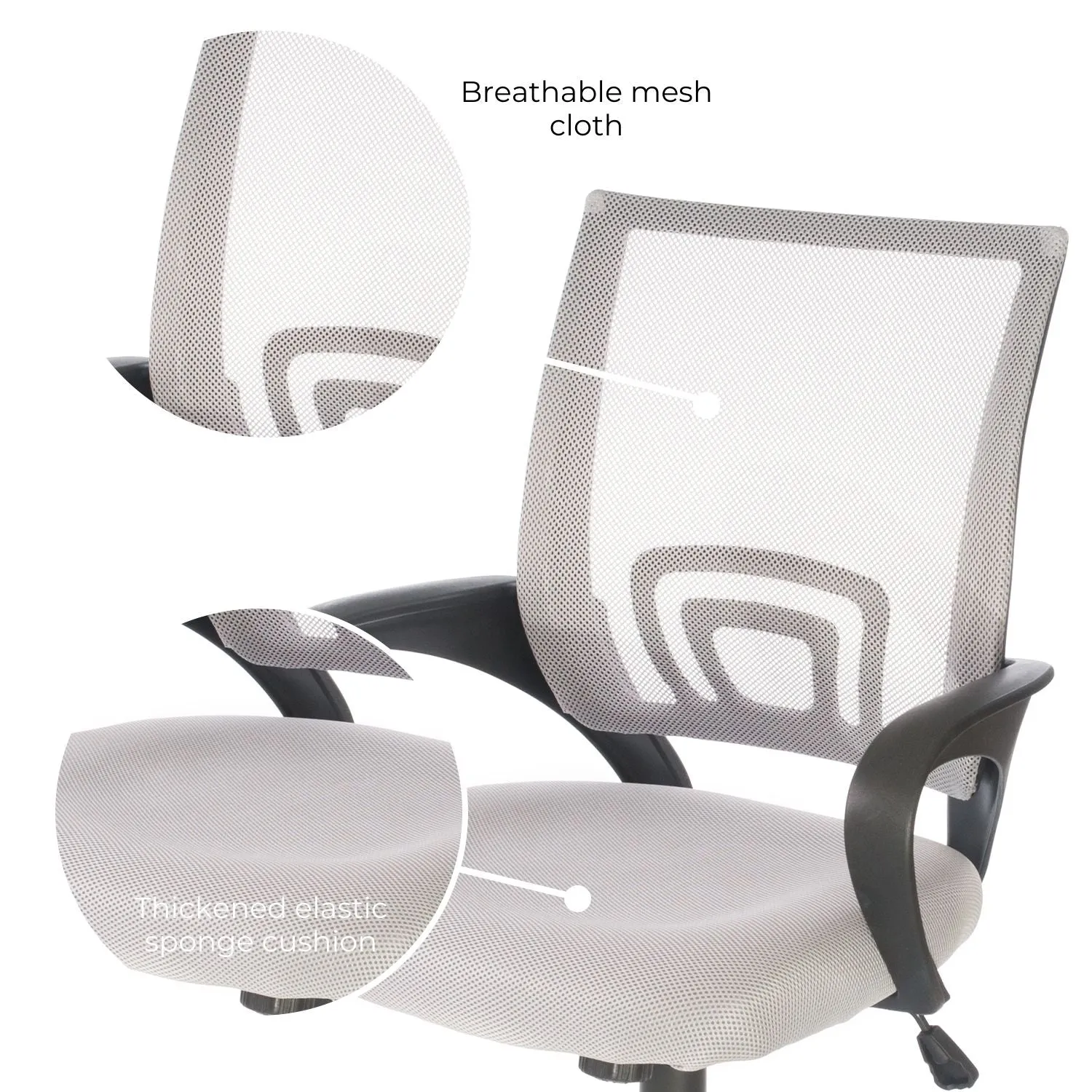 Ergonomic Mesh Office Chair with Lumbar Support, Adjustable, Grey | EKKIO