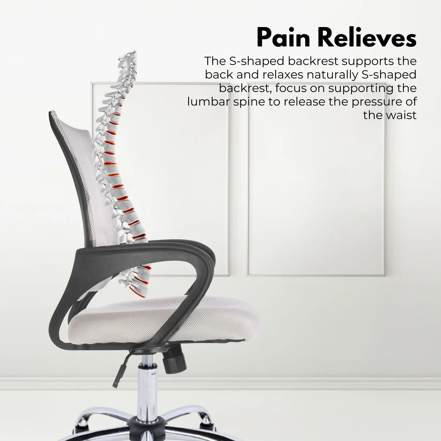 Ergonomic Mesh Office Chair with Lumbar Support, Adjustable, Grey | EKKIO