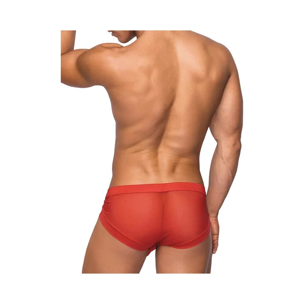 Male Power Hoser Micro Mini Hose Short Red Med