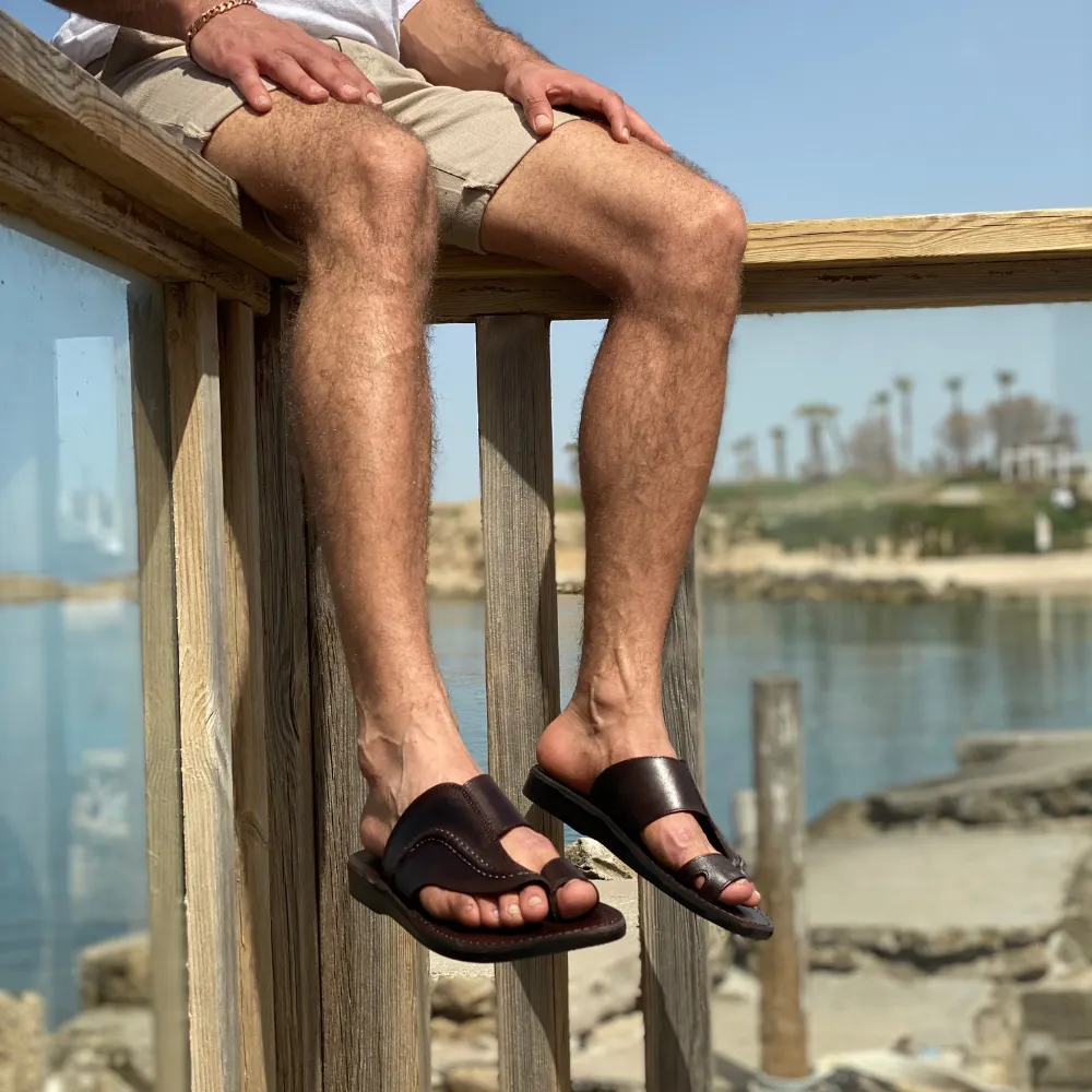 Peter - Leather Toe Strap Sandal | Brown
