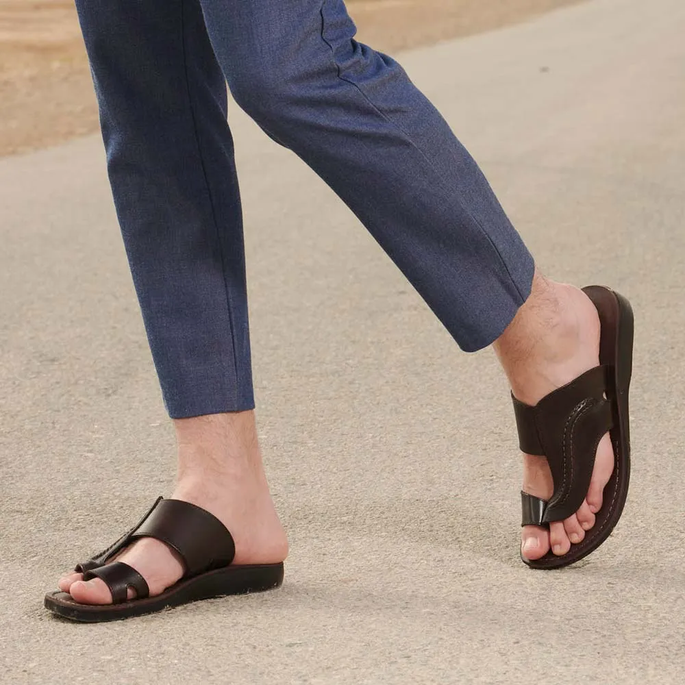 Peter - Leather Toe Strap Sandal | Brown