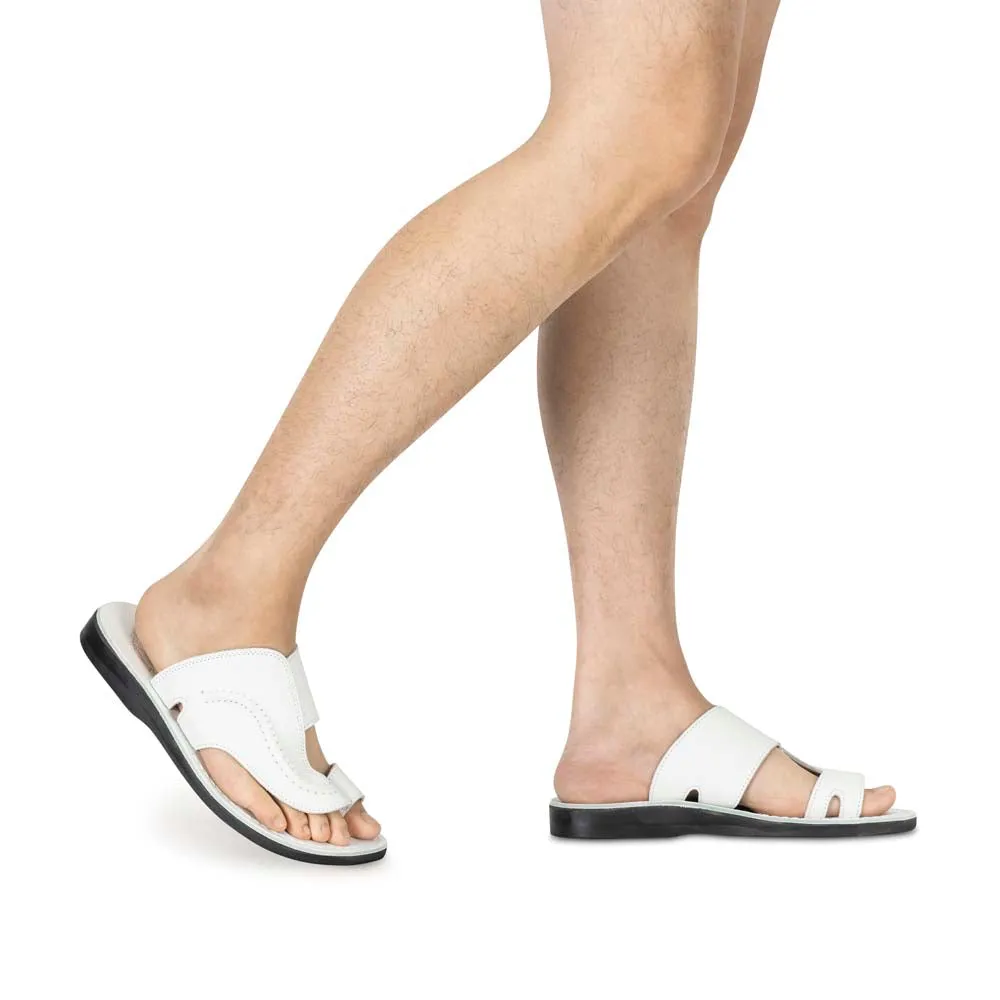 Peter - Leather Toe Strap Sandal | White
