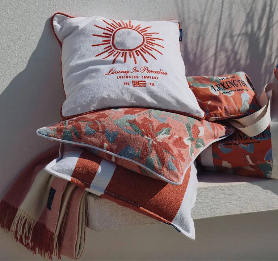 Sun 50x50cm Filled Cushion White and Coral