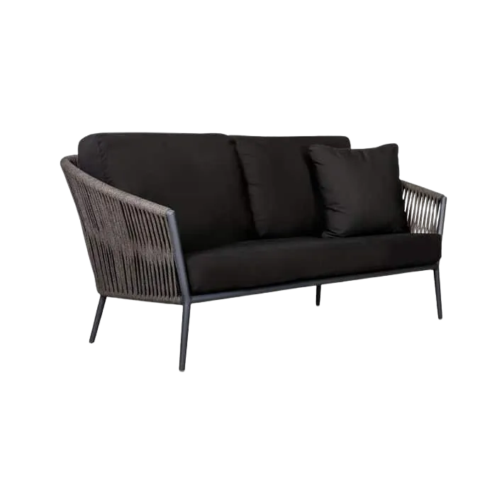 Washington Rope 2-Seater Sofa (Sunbrella Black Cushions)